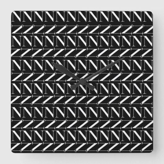 Horloge Carrée Lettre initiale monogramme N (Recto)