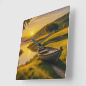 Horloge Carrée Lever du matin calme (Angle)