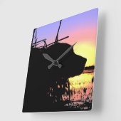 Horloge Carrée Lever du soleil dans l'aveugle de canard (Angle)