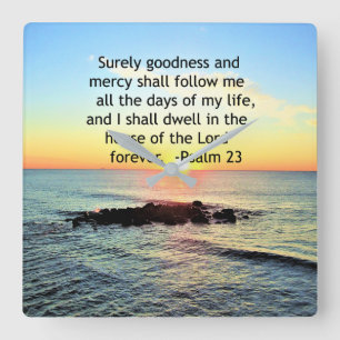 HORLOGE CARRÉE LEVER SUR LA PHOTO DU 23E PSALM DE L'OCÉAN