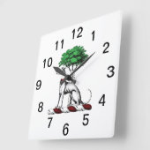 Horloge Carrée Lévrier Whippet avec emblème de blason d'arbre (Angle)