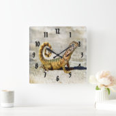Horloge Carrée Lézard coupé la queue bouclé (Maison)