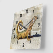 Horloge Carrée Lézard coupé la queue bouclé (Angle)