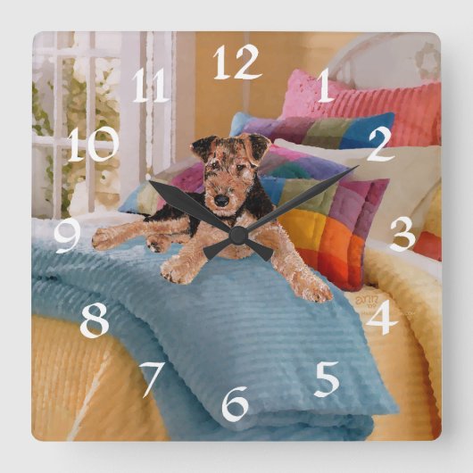 Horloge Carrée L'heure de la sieste pour chiot (Recto)