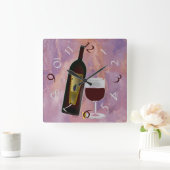 Horloge Carrée L'heure du verre de vin (Maison)