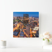 Horloge Carrée L'horizon de Boston au crépuscule (Maison)