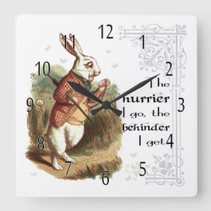 Horloge Carrée L'horloge blanche de lapin, le Hurrier je vais