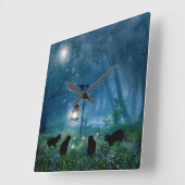 Horloge Carrée L'horloge de chats de sorcières (Angle)