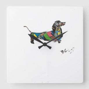 Horloge Carrée L'horloge murale Dachshund