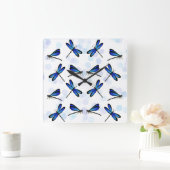 Horloge Carrée libellules bleues (Maison)