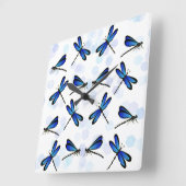 Horloge Carrée libellules bleues (Angle)