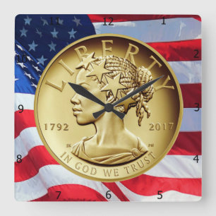 Horloge Carrée Liberté américaine 2017