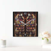 Horloge Carrée Librairie de livres (Maison)