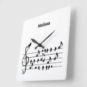 Horloge Carrée Libre en tant qu'oiseau, oiseaux chanteurs faisant (Angle)