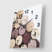 Horloge Carrée Lièges de bouteille de vin (Angle)