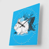 Horloge Carrée Lièvre (Angle)