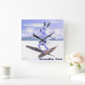 Horloge Carrée Lièvres de raquette (Maison)