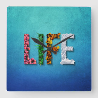 Horloge Carrée Life Blue Sky Eau Fruit Nourriture Snow Sea