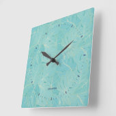 Horloge Carrée Light blue tropical palm leaves pattern (Angle)