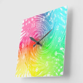 Horloge Carrée Light Bright Rainbow Abstract (Angle)
