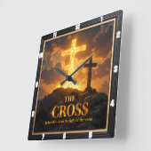 Horloge Carrée Light Salvation Crosses Mountain Glowing Stone (Angle)