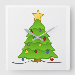 HORLOGE CARRÉE **LIGHT UP THE HOLIDAY TREE** SQUARE WALL CLOCK