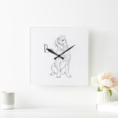 Horloge Carrée Ligne Art Rottweiler avec nom (Maison)