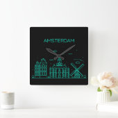 Horloge Carrée ligne d'horizon d'Amsterdam (Maison)