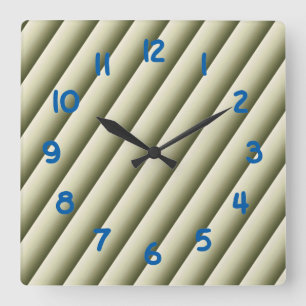 Horloge Carrée Lignes dégradées vert olive et brun