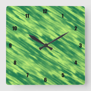 Horloge Carrée Lignes vertes Abstraites très amusantes et inhabit