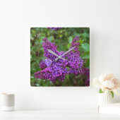 Horloge Carrée Lilacs pourpres le jour du printemps (Maison)