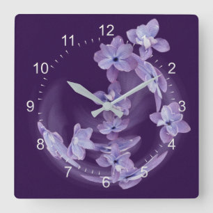 Horloge Carrée Lilas en cercle