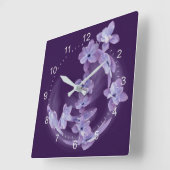 Horloge Carrée Lilas en cercle (Angle)