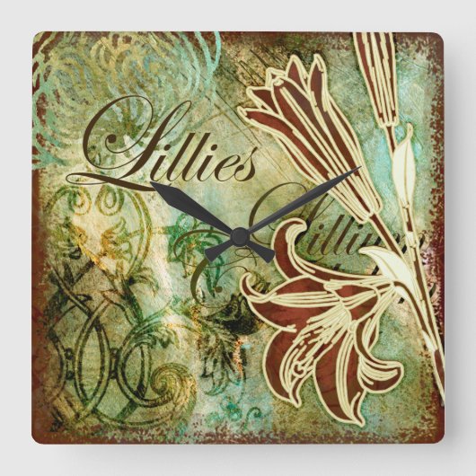 Horloge Carrée Lillies (Recto)