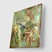 Horloge Carrée Lillies (Angle)