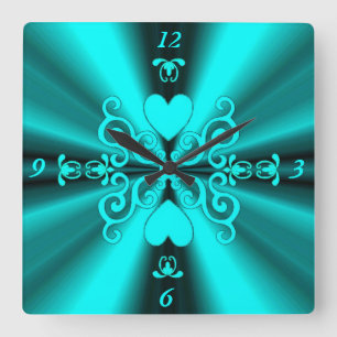 Horloge Carrée Lily and Heart on Rainbow