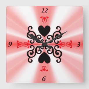 Horloge Carrée Lily et Heart on Rainbow