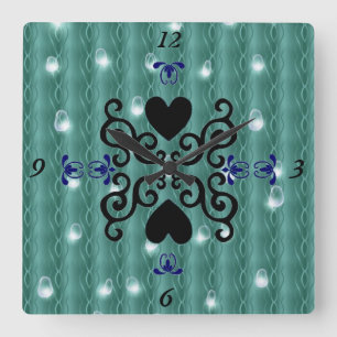 Horloge Carrée Lily et Heart on Rainbow