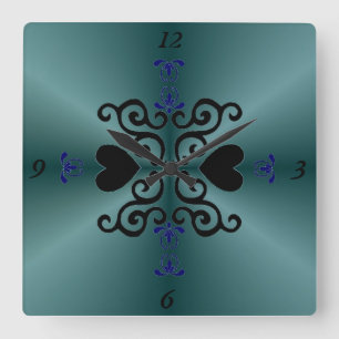 Horloge Carrée Lily et Heart on Rainbow