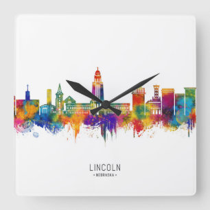 Horloge Carrée Lincoln USA Skyline