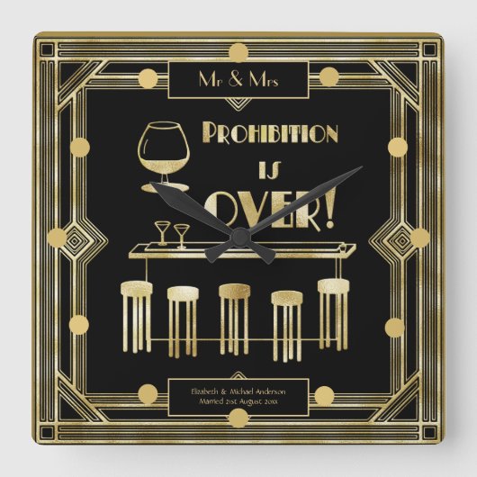 Horloge Carrée L'interdiction de l'art déco est de l'or noir des (Recto)