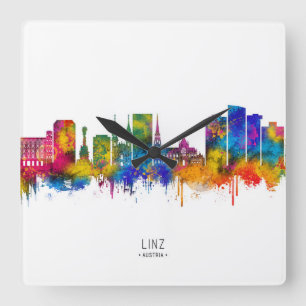 Horloge Carrée Linz Autriche Skyline