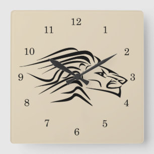 Horloge Carrée Lion -