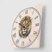 Horloge Carrée Lion (Angle)