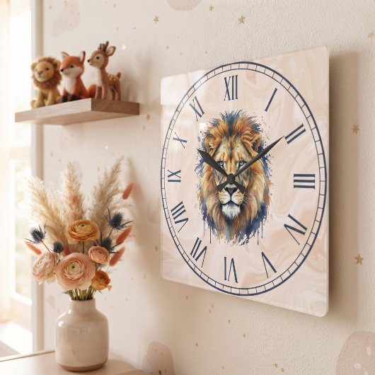 Horloge Carrée Lion