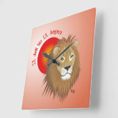 Horloge Carrée Lion (Angle)