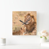 Horloge Carrée Lion and Her Cub (Maison)