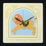 Horloge Carrée Lion avant juin Bruyère Vess de carrousel<br><div class="desc">Le roi de la jungle est rendu comme un animal de carrousel dans ce morceau avant juin Bruyère Vess. Avec un visage de sourire c'est une copie très enfant-amicale. Achetez-la aujourd'hui et mettez-la sur le mur de la crèche de votre enfant !</div>