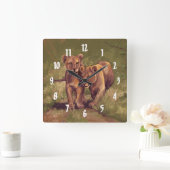 Horloge Carrée Lion Cubs (Maison)