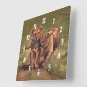 Horloge Carrée Lion Cubs (Angle)